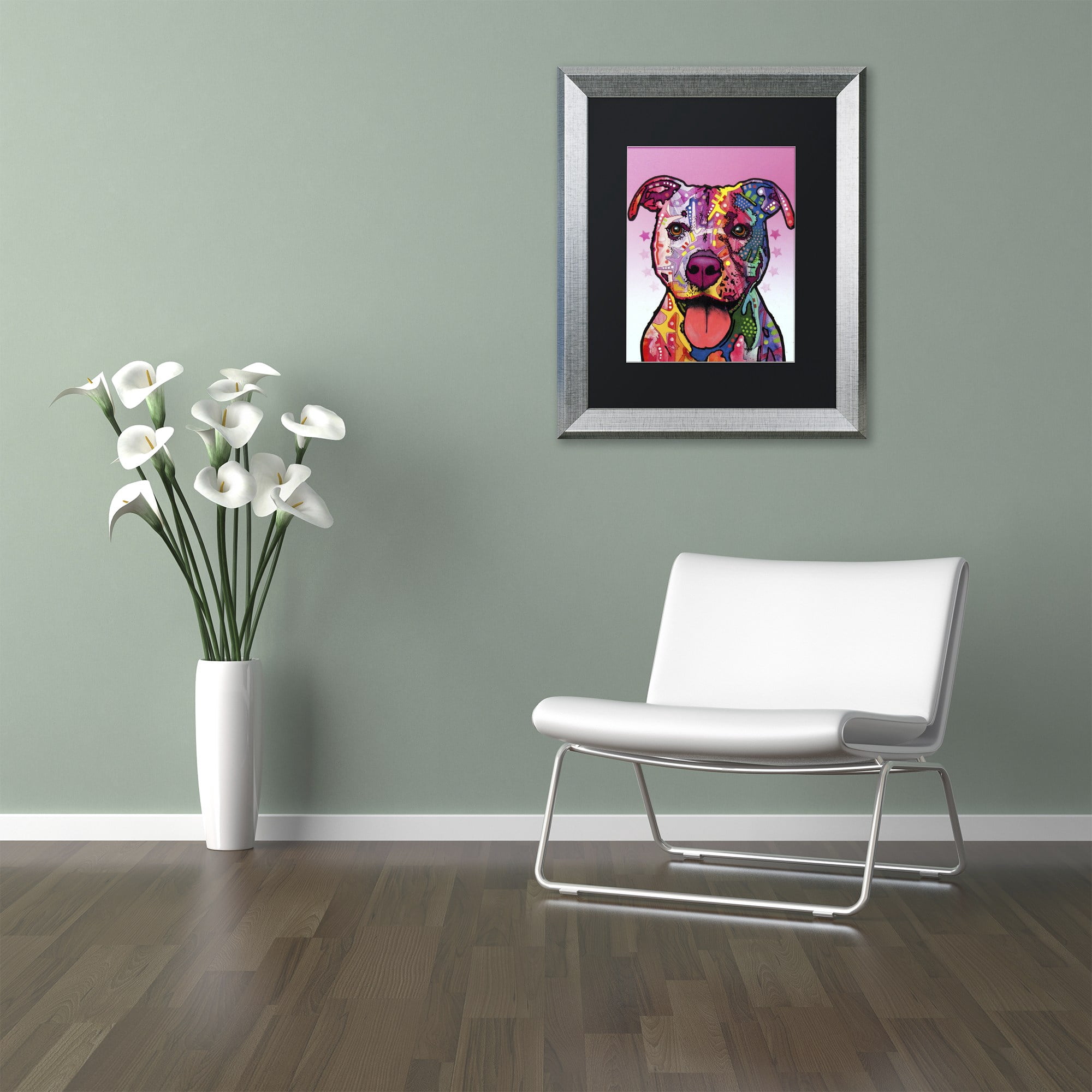 Trademark Fine Art "Cherish The Pitbull" Canvas Art by Dean Russo, Black Matte, Silver Frame