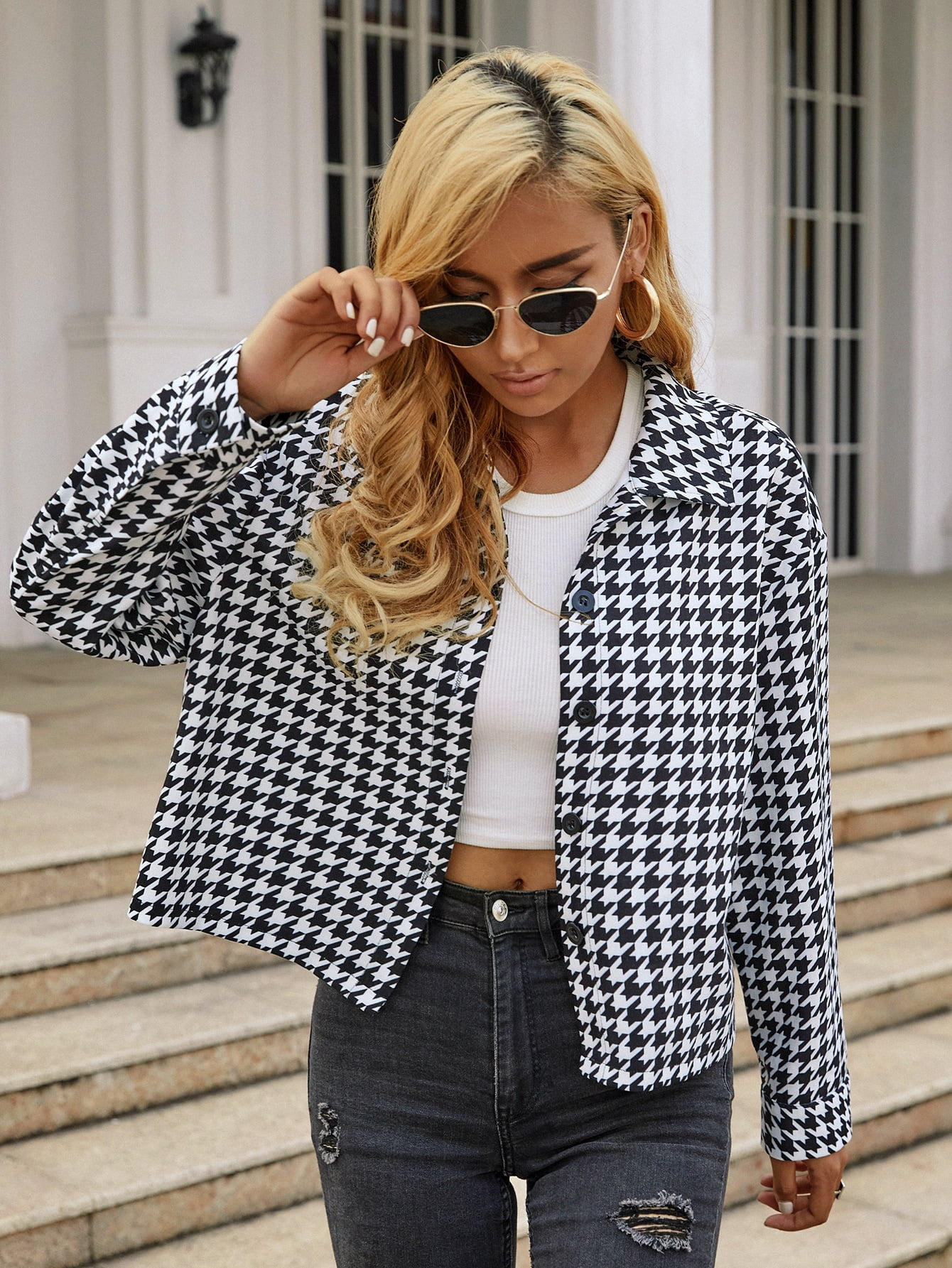 Women's Houndstooth Print Single 