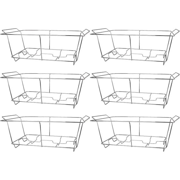 6 Pack Chafing Wire Rack Buffet Stand Chrome Frame for Events, Parties, Wedding, & Birthday Party Catering, Full Size Chafing Stand for Dish Serving Trays, Food Warmer Catering Supplies