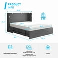 thumbnail image 2 of Mjkone Murphy Bed Cabinet with Built-in Charging Station and 2 Storage Drawers, Solid Wood Cabinet Bed Queen Size with Mattress, Murphy Cube Chest Bed for Guest Room, Home, Office, (Grey), 2 of 9