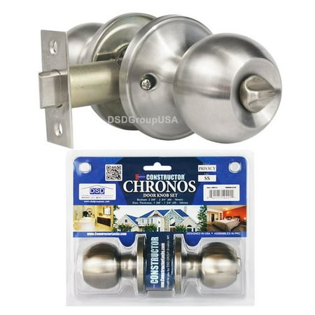 Constructor Chronos Privacy Door Knob Handle Lock Set For Hallway And Closet Stainless Steel Finish