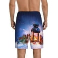 thumbnail image 3 of Kdxio Lantern On Snow Print Mens Sleep Shorts Bottoms Soft Comfy Pajama Wear Pants with Drawstring Pockets, 3 of 7