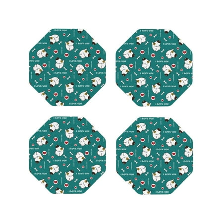 

Tideii Love Dog for Leather Coasters 4 Pieces Anti-fouling and Anti-scalding Decorative Coasters Suitable for Restaurants Kitchens Coffee Shops-Octagon