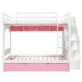 thumbnail image 7 of Full/Full Bunk Beds with Pull-out Trundle Bed, Wooden Playhouse Beds Frame with Storage Cabinets, Bookshelves and Staircase, 3-in-1 Storage Beds with Ladder and Safety Guardrails, White&Pink, 7 of 7
