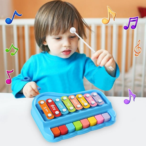 Juguetes de piscina, juguetes para bebés, juguetes para niños pequeños en 1, piano xilófono para bebés de 1 a 3 años, teclado de 8 teclas multicolor, xilófono, piano, instrumentos musicales educativos