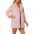 thumbnail image 4 of INSPIRE CHIC Lapel Faux Fur Coat for Women's Fuzzy Winter Warm Jacket Overcoat with Pockets M Dusty Pink, 4 of 6
