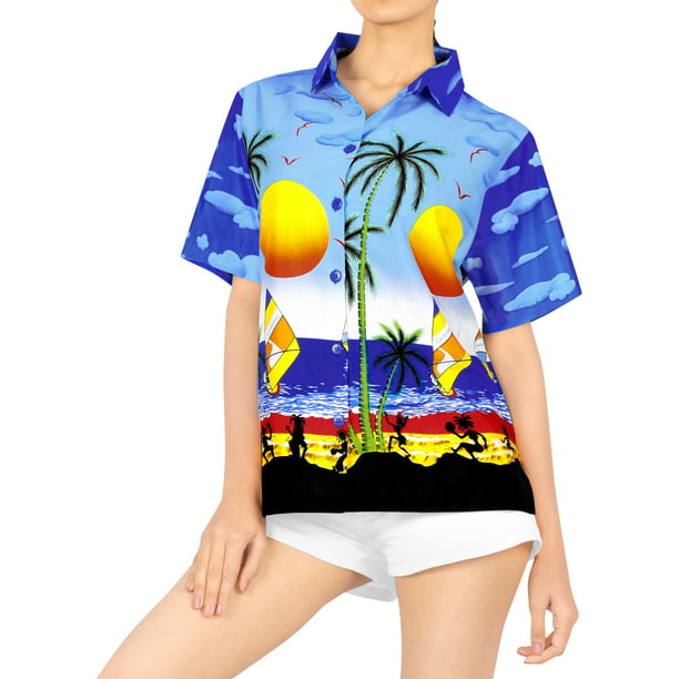 HAPPY BAY - HAPPY BAY Women's Relaxed Cute Hawaiian Shirt Tunic Loose ...