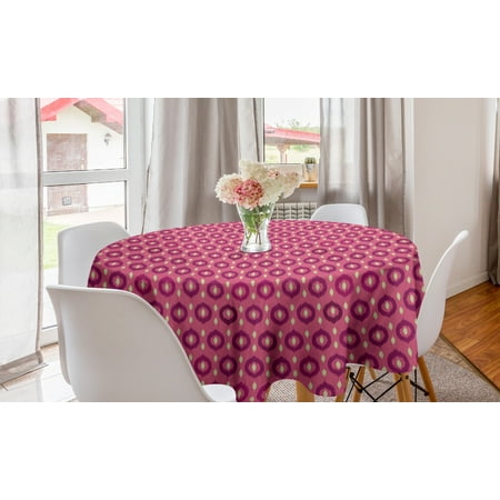

Ethnic Round Tablecloth Repetitive Pattern with Ogee Motif in Colors Circle Table Cloth Cover for Dining Room Kitchen Decor 60 Pink Dark Magenta by Ambesonne