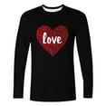 thumbnail image 4 of LJEFF Men's Valentine's Day Long-Sleeve Shirt, Casual Heart Print Crew Neck Regular Fit Men's Tees Black, 4 of 5