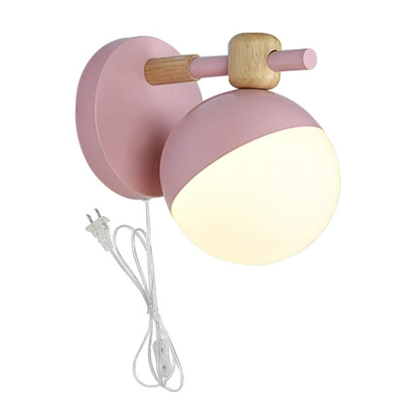 Kiven Wall Mounted Plug-in Sconce Light, Nordic Wall Sconce Lamps Macaron Edison Copper lamp Holder Aisle Lights Corridor Lamp Bedside Reading Light E27(Color : Pink)