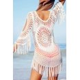 thumbnail image 3 of Women's Ruffled High Waisted Bikini Set XS Crochet Hollow Out Tassel Cover Up, 3 of 8
