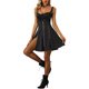 thumbnail image 4 of Faldas de tirantes de cintura alta INSPIRE CHIC para mujer, falda A-line con cremallera, negra, XS, 4 of 5