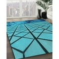 thumbnail image 3 of Ahgly Company Machine Washable Indoor Round Transitional Dark Cyan Green Area Rugs, 7' Round, 3 of 7