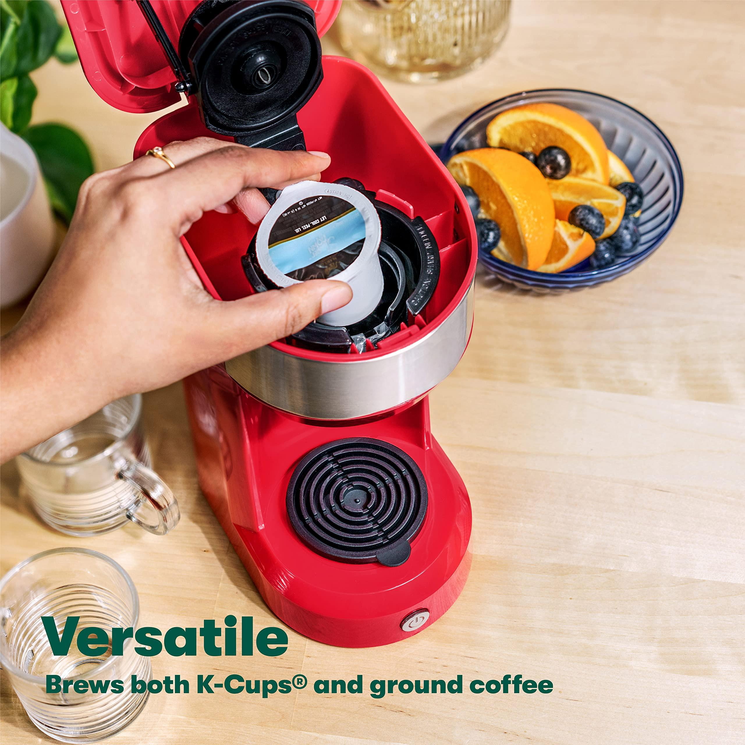 Single Serve Coffee Maker for K Pod, 2-in-1 Coffee Maker Single Serve & Ground Coffee Brewer, Quick Brew 6 to 14oz Brew size Carefree Auto Shut Off Small Coffee Machine for Apartment