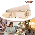 thumbnail image 5 of SUOSDEY Ladies Leather Belt Fashion Women Belts for Jeans with Gold/Silver Buckle, 5 of 7