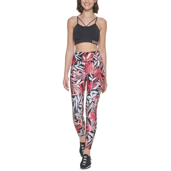 MSRP $70 Dkny Printed High-Waist 7/8 Legging Jungle Bloom Pink Size Medium
