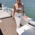 thumbnail image 4 of Women Summer Sexy Lace-Up Low Waist Crochet Maxi Long Fishtail Skirt Hollow Out Knit Fish Scale Pattern Solid Color Slim Beach Cover Up Beachwear, 4 of 4