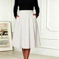 thumbnail image 6 of Ruimatai Womens Pleated Midi Skirt High Waist Elastic Pocket Work Office Casual Spring Daily Flowy A-Line Skirt, 6 of 6