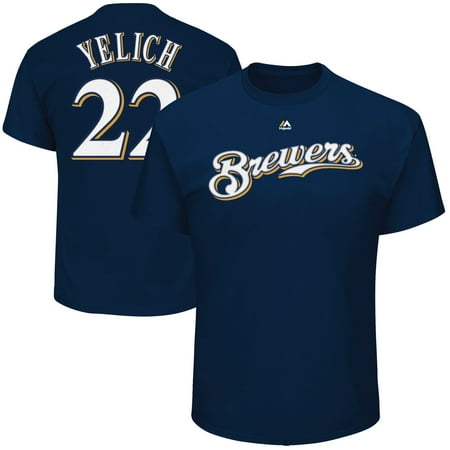 - Christian Yelich Milwaukee Brewers Majestic Official Name & Number T-Shirt - Navy