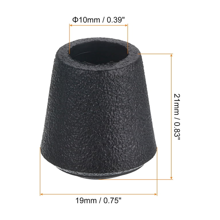 Adsamm 32-Pack Furniture Glides With Felt - 17mm For Round Tubes - Black Plastic Plugs