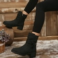 thumbnail image 5 of Tao Tao Women's Wide Width Ankle Boots - Low Heel Side Zipper Slouchy Mid Calf Boots Short Booties Black 37, 5 of 9