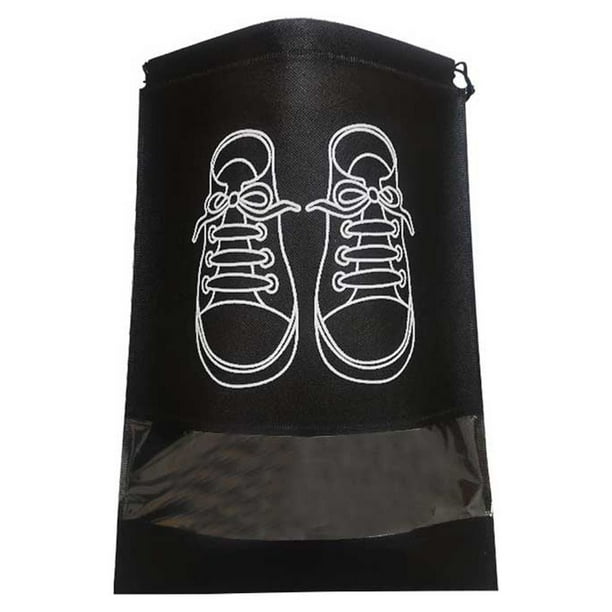 Advancent Bolsa de zapatos con bolsa de cuerda, bolsillo de tela no tejida suelta, bolso de mano portátil multiusos, organizador de zapatos, Almacenamiento y organización del hogar Negro