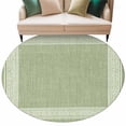 thumbnail image 2 of Round Area Rugs Collection 8 Ft, Grass Green Retro Greek Key Non-Slip Residential Carpet, Geometric Greece Ancient Rustic Indoor Crawling Mats Runner Rugs for Living Room/Dining Room/Bedroom, 2 of 8
