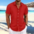 thumbnail image 3 of Men's Short Sleeve Linen Cuban Shirt Lightweight Button Down Guayabera Shirts Work Casual Turn-down Collar Shirts, 3 of 6
