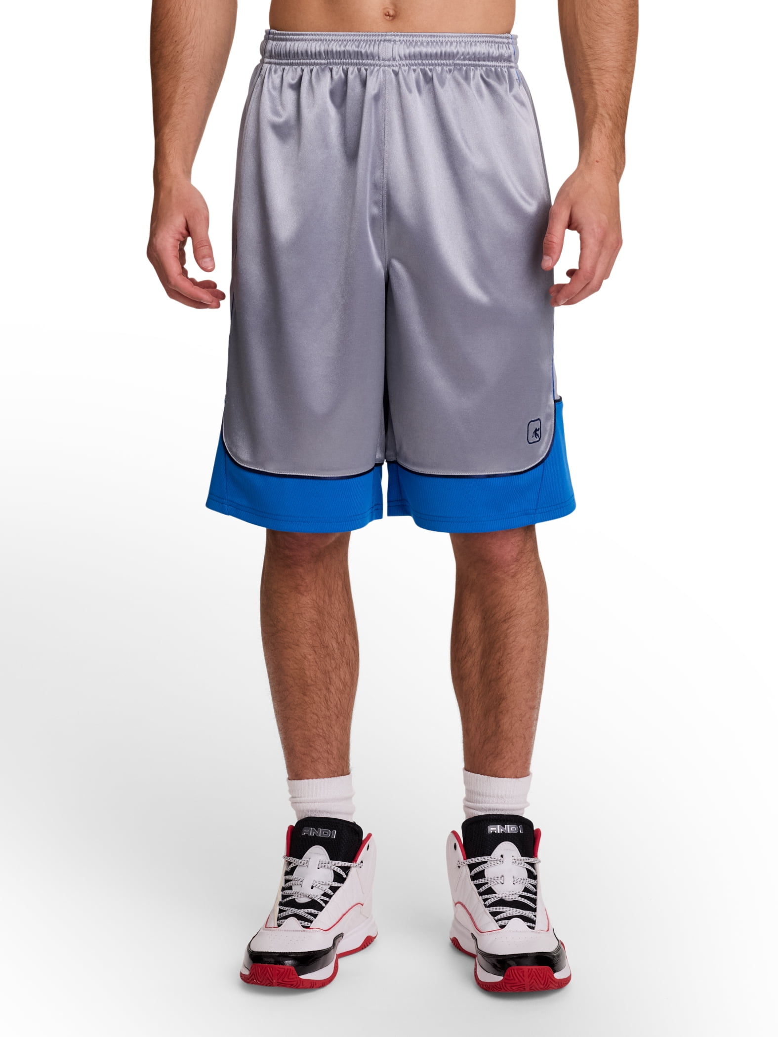 AND1 Men's and Big Men's All Court Colorblock Short, 11" inseam, up to Size 5XL