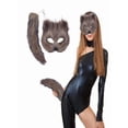 thumbnail image 3 of 2025 Halloween Plush Half-Face Mask & Tail Keychain Set - Lifelike Animal Mask for Men/Women, Comfortable Fancy Dress Accessory for Halloween , Masquerade Parties,Grey, 3 of 8