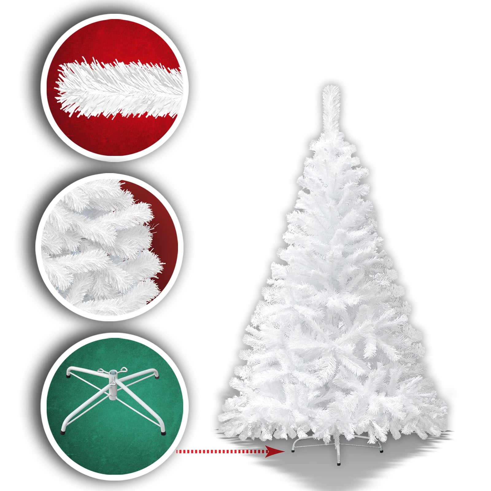 Sunrise 5' Artificial Classic Pine Christmas Tree with Metal Stand (White)
