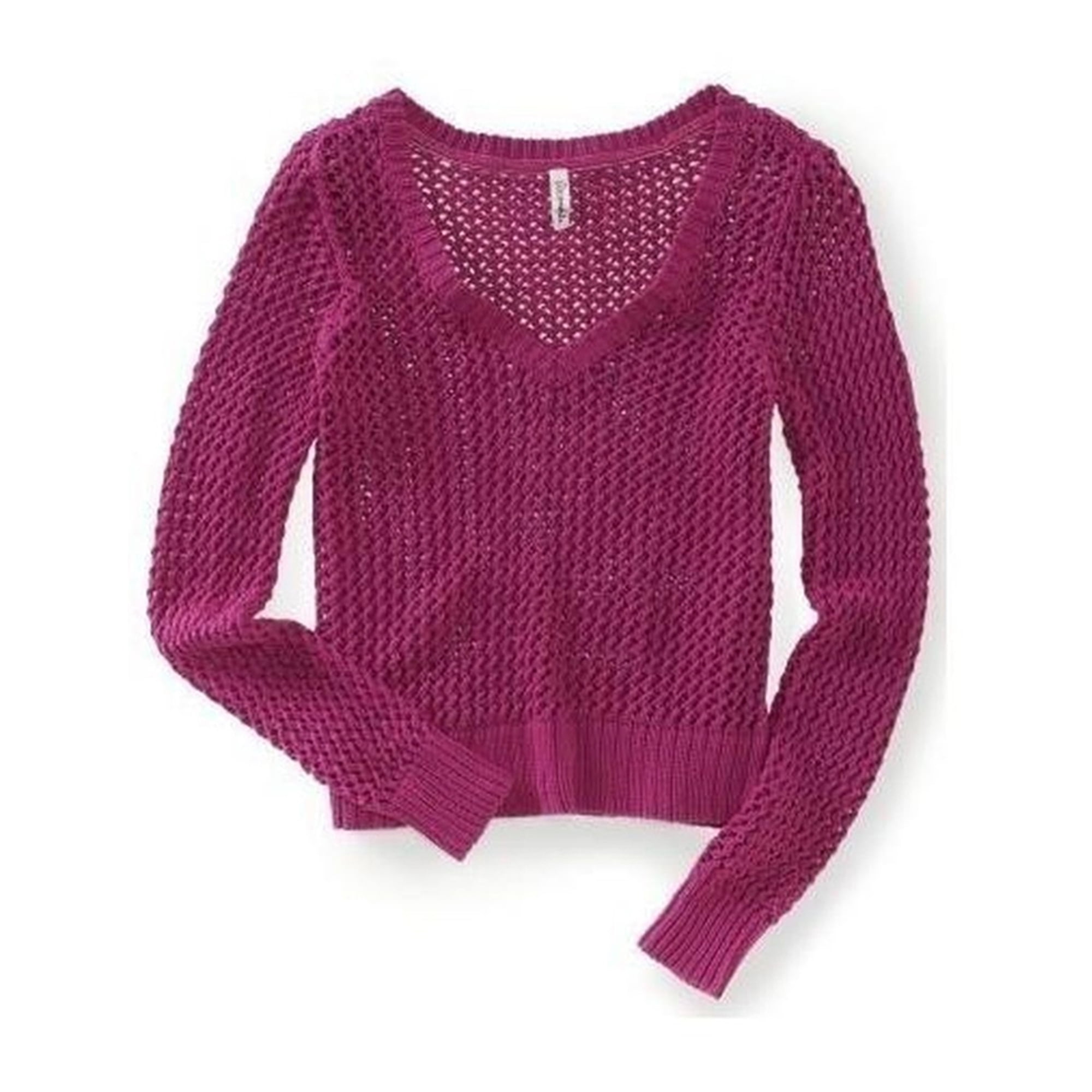 Aeropostale Womens Knit Hi-Lo Pullover Sweater White X-Small
