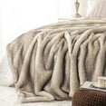 thumbnail image 5 of Battilo Cream Faux Fur Throw Blanket, Large Mink Fake Fur Throw,Fuzzy Thick Plush Blanket,50"x60", 5 of 9