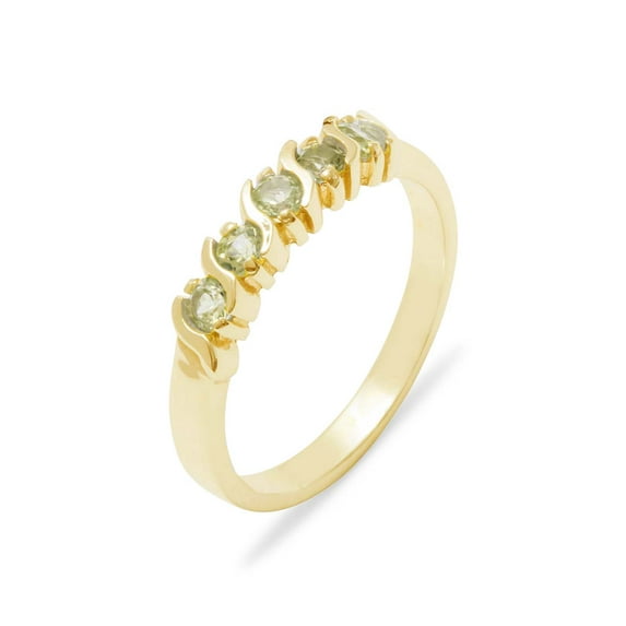LBG British Made 18k Yellow Gold Natural Peridot Womens Eternity Ring - 33 size options - Sizes 4 to 12 Available