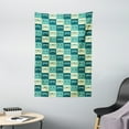 thumbnail image 1 of Indie Tapestry, Pattern with Eyeglasses in Vintage Style Hipster Cool Collection, Wall Hanging for Bedroom Living Room Dorm Decor, 40W X 60L Inches, Petrol Blue Turquoise Cream, by Ambesonne, 1 of 2