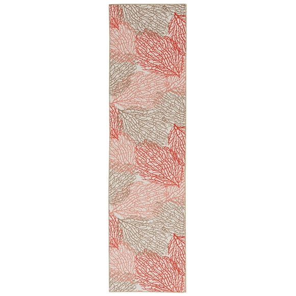 Haylee 2' x 8' Washable Runner, Ivory and Coral