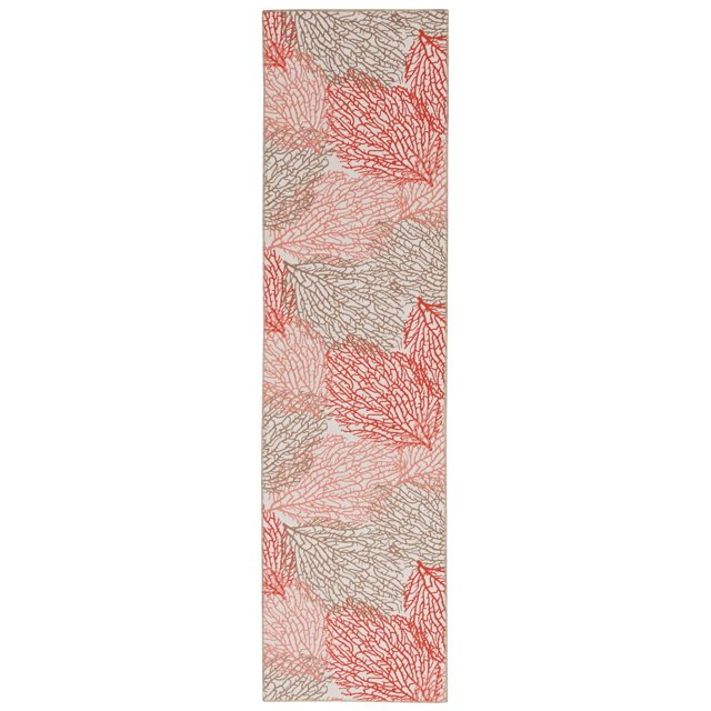 Haylee 2' x 8' Washable Runner, Ivory and Coral