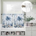 thumbnail image 3 of Blue Ocean Octopus Starfish Curtain Tier and Valance Set 3 Piece, Summer Nautical Conch 3-inch Rod Pocket Window Tier Curtains Valance for Kitchen Living Room, 3 of 9