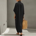 thumbnail image 6 of Odbmxy Maxi Dresses for Women Fall 3/4 Sleeve Cotton Linen Tunic Button Shirt Dresses for Women Oversized Holiday Shift, 6 of 8