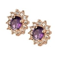 thumbnail image 2 of Yoursfs Amethyst Clip on Earrings for Women Gold Plated Vintage Purple Stone Austria Crystal CZ Halo Earrings Clips Non Pierced Ears Trendy Jewelry Gifts, 2 of 7