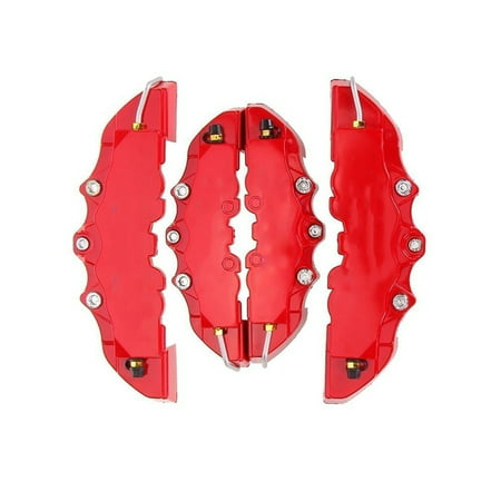 4PCS Universal ABS Plastic Truck 3D Red Useful Car Disc Brake Caliper Covers Front Rear Auto Universal Kit Decoration Modification Set -14~18 Inch Over