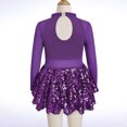thumbnail image 7 of IBTOM CASTLE Girls Sparkle Sequins Dance Outfit Kids Latin Hip Hop Jazz Dancewear Mesh Long Sleeve Glitter Dress with Shorts Set 6-7 Years Purple, 7 of 7