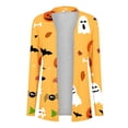 thumbnail image 4 of Cardigan Sweater for Women Lightweight Loose Casual Open Front Pumpkin/Ghost Printed Long Sleeve Jacket Outwear (Medium, Yellow), 4 of 5