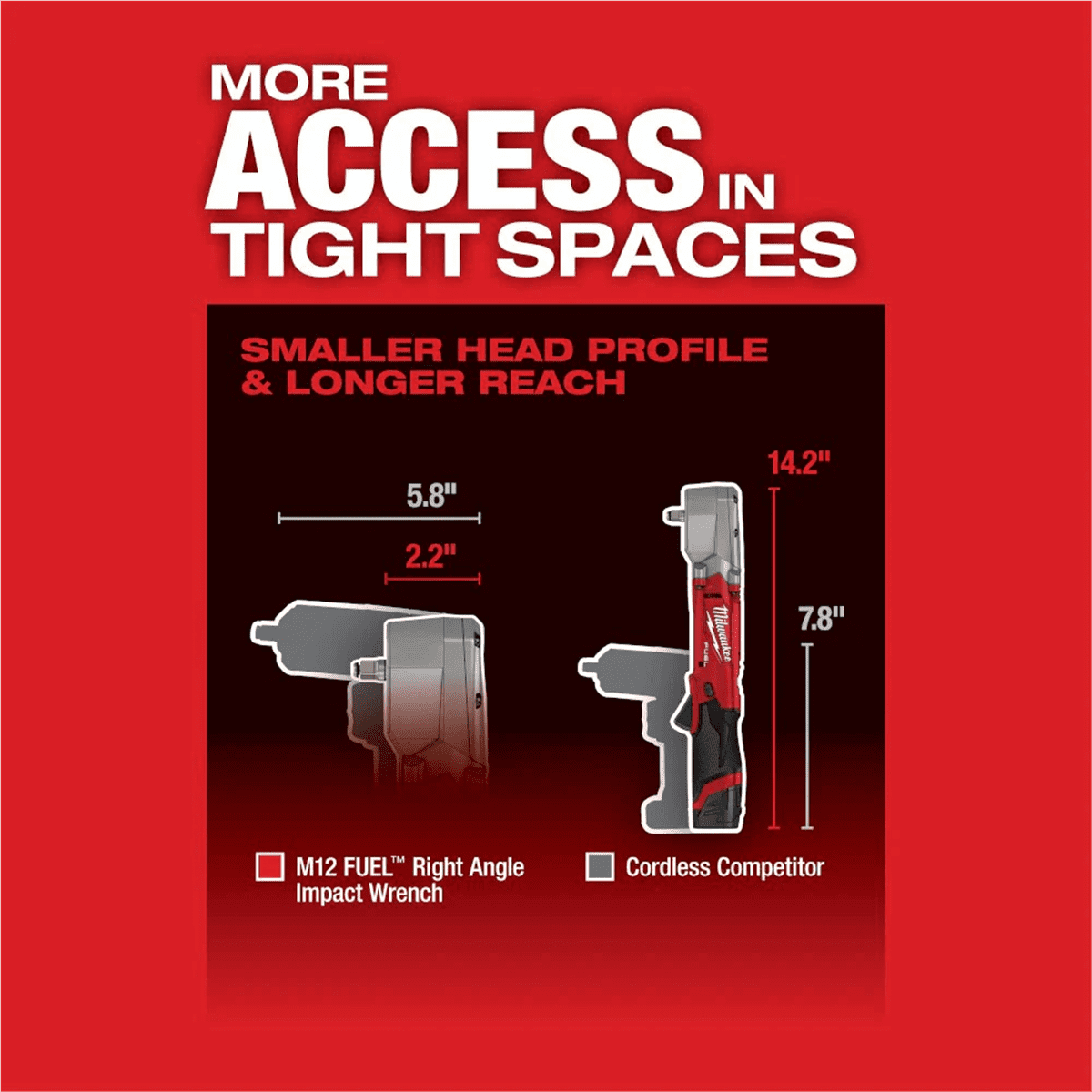 Milwaukee 2564-22 M12 FUEL 3/8" Right Angle Impact Wrench Dual Drive