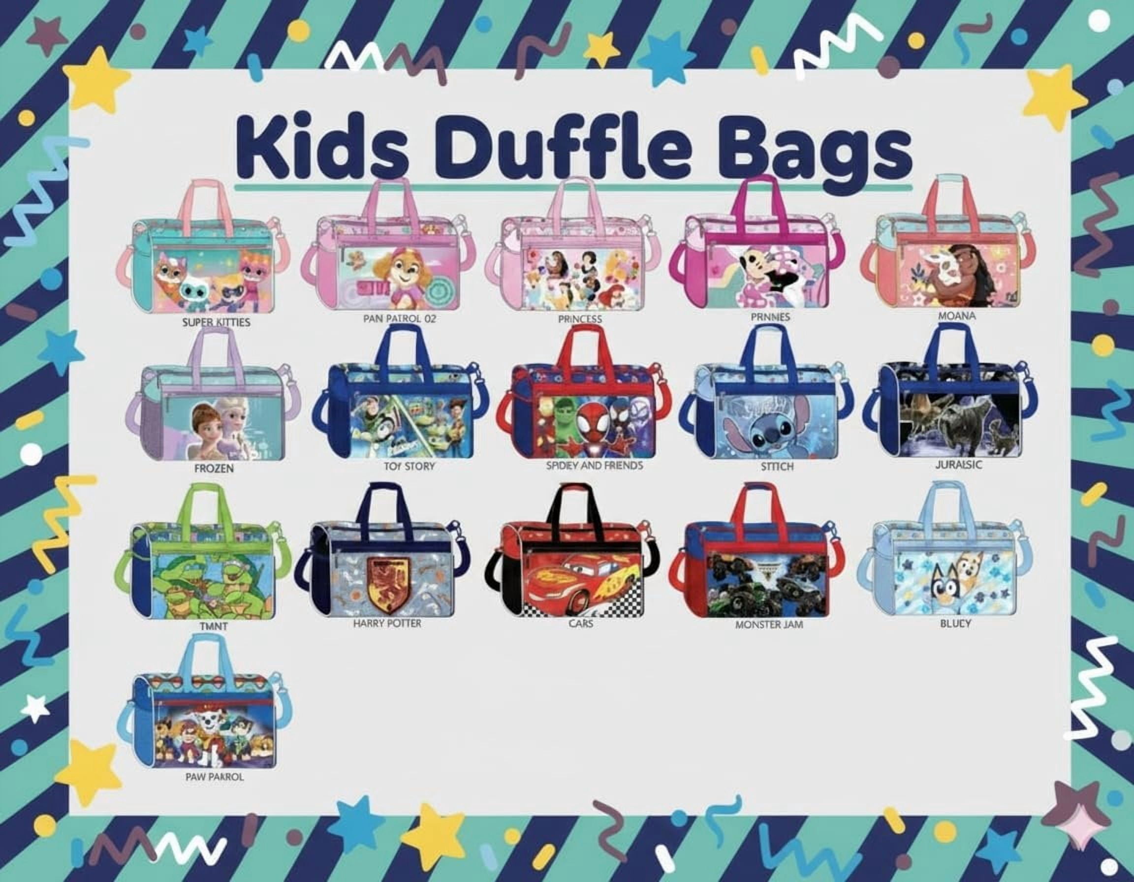 Disney Pixar Cars Kids Duffle Bag  Lightning McQueen Travel Gym Bag with Adjustable Strap, Mesh Side Pockets & Zipper Pocket