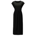 thumbnail image 2 of Vestido informal de lino sin mangas para mujer con bolsillos - Vestido midi de verano holgado con cuello redondo, 2 of 6