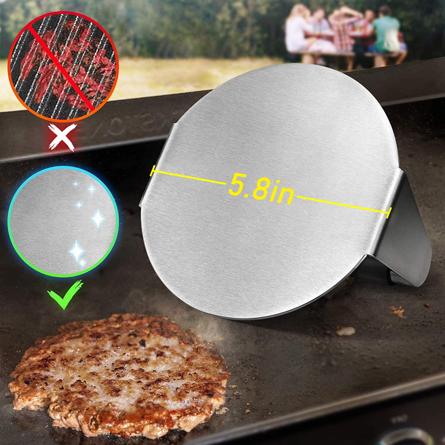 ALLTOP Smash Burger Press,Stainless Steel Non-Stick Smasher Hamburger Patty  Maker for Flat Top Griddle,BBQ,Kitchen - Wood Handle,5.5” Round Grill Tool  - Yahoo Shopping