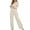 Long-lasting Beige, variant on Hpapadks Lounge Sets for Women Long Sleeve Striped Zip Up Tops Wide Leg Pants Athletic Wear 2 Piece Outfits Tracksuits for Women Set
