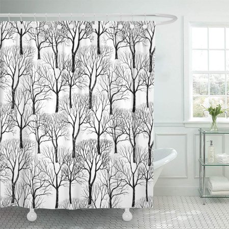 Yusdecor Black Tree Without Leaves Branches White Plant Forest Pattern Winter Bathroom Decor Bath Shower Curtain 66x72 Inch Walmart Canada