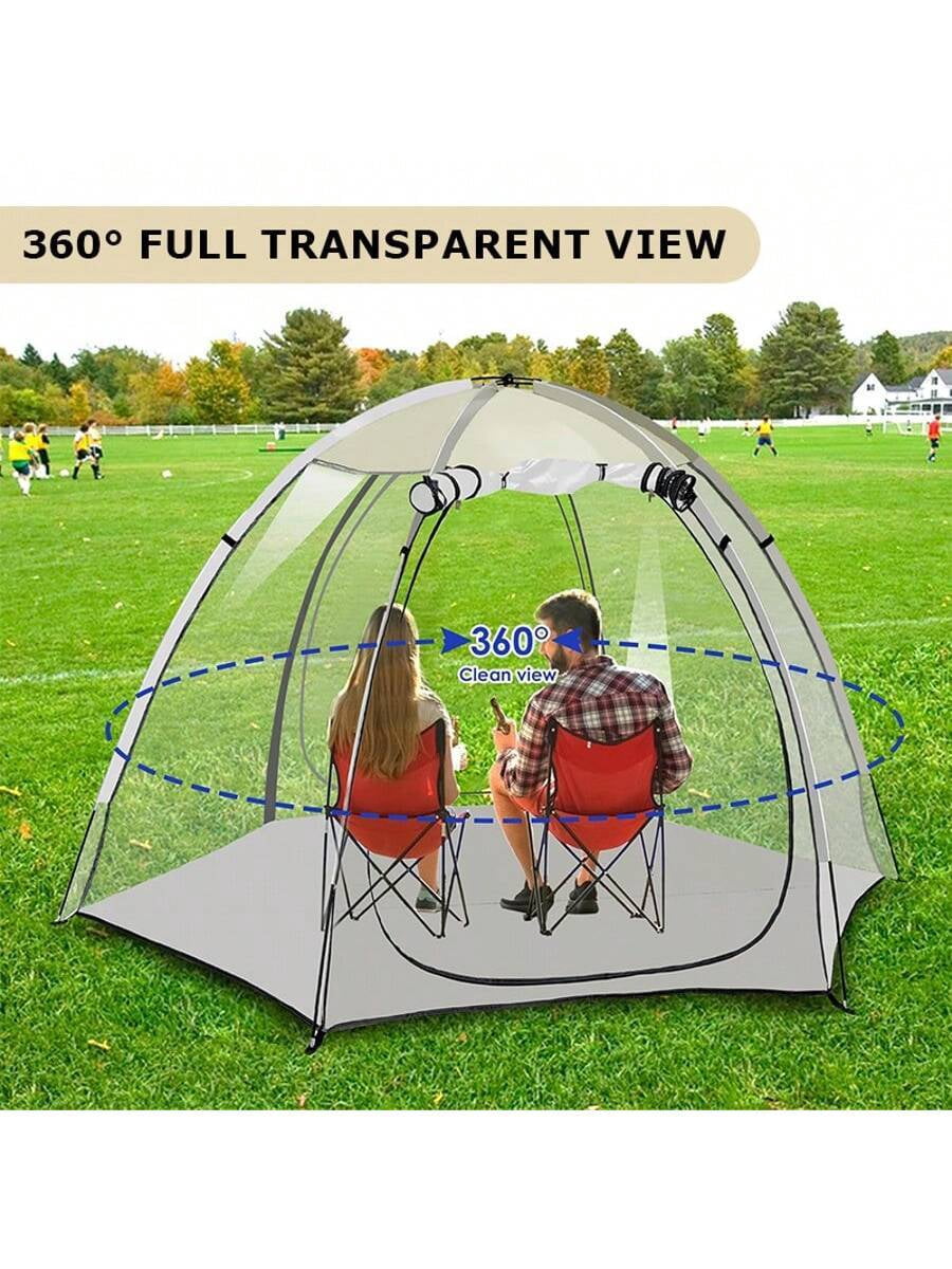 PVC Transparent Sports Tent, Large Instant Waterproof Tent, UVproof Outdoor 360 Full-View Tent With Zipper Window For Soccer Watching Sports Camping Fishing Activities